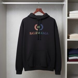Balenciaga Black Hoodie with Multicolor Logo